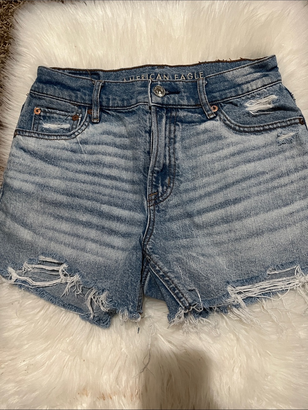 American Eagle Outfitters Light Wash Distressed Denim Cutoff Shorts